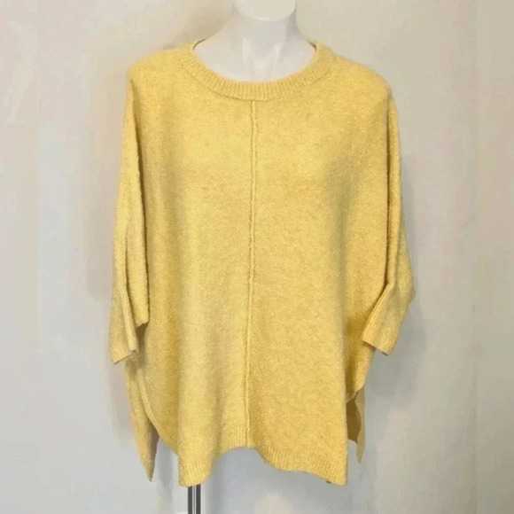 Lou & Grey Brand Yellow Textured cozy knit oversized  sweater poncho XS/S - Picture 2 of 8